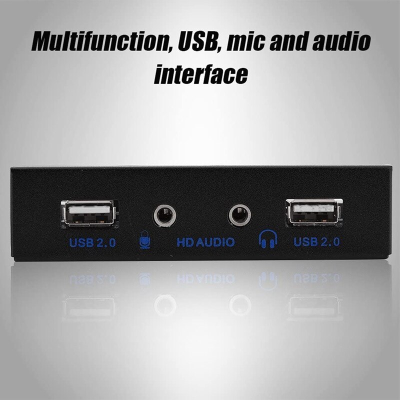 Multi-Functional Front Panel,USB2.0 HD-Audio Floppy Front Panel 3.5inch 9Pin to 2 USB2.0 Interface with MIC Audio Plug