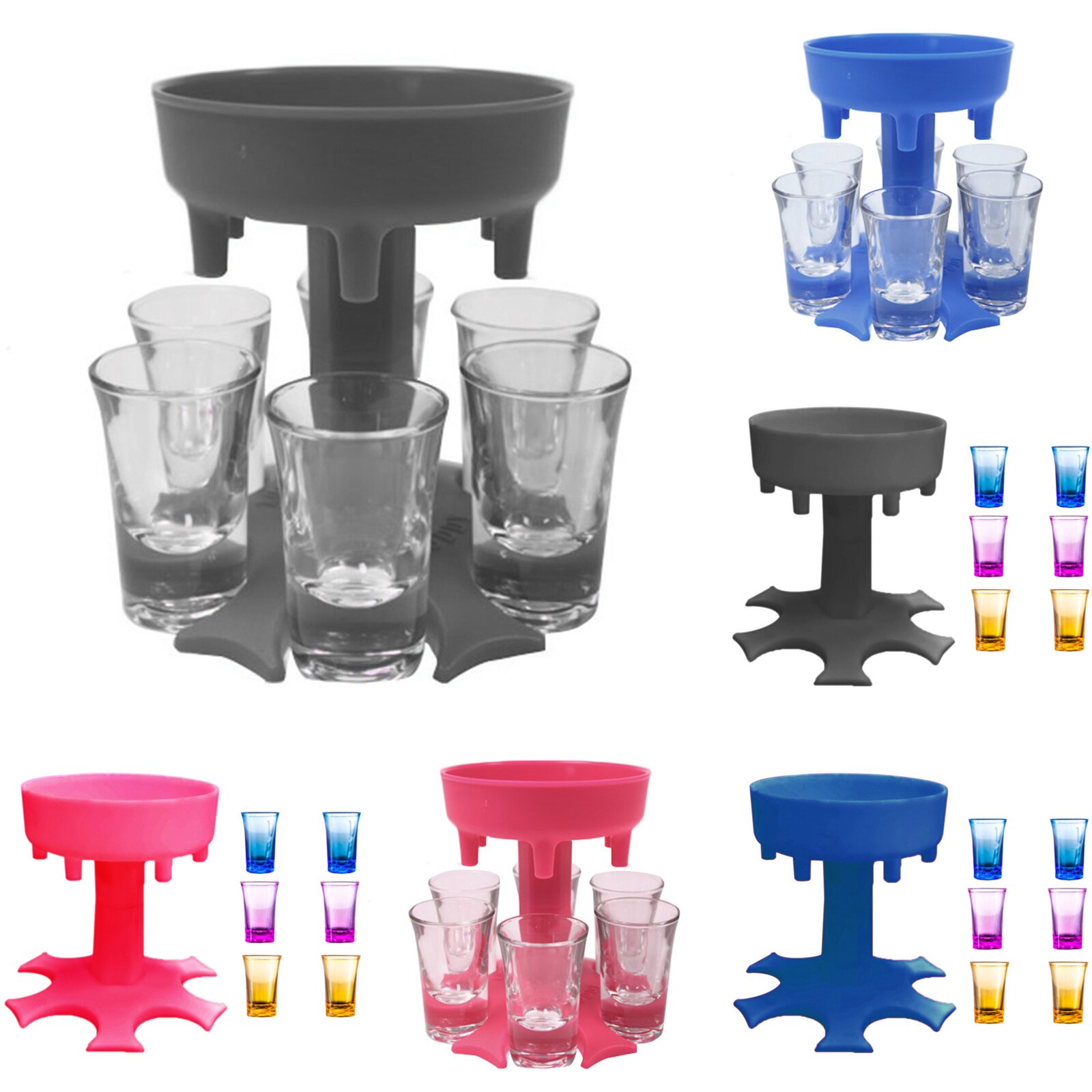 6 Shot Dispenser Met 6 Stuks Cup Party Bier Wijn Flessen Dispenser Schenker Drinken Games Zes Manieren Party Bar dispenser