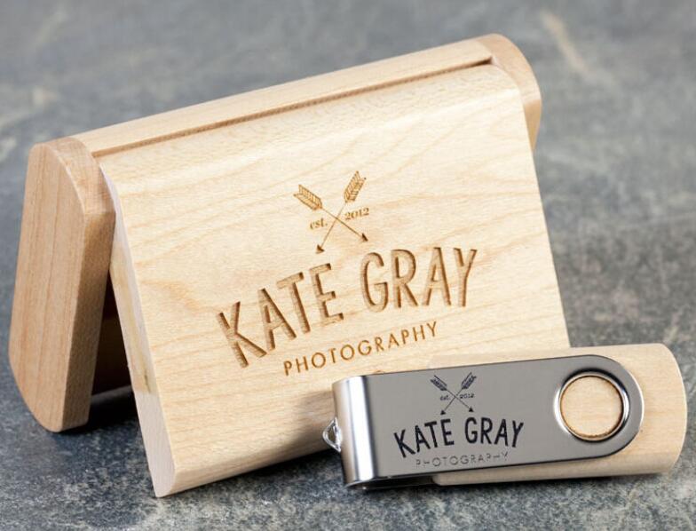 ODM OEM Da Sposa Su Misura Fotografia Encord LOGO Clip di Legno + Box USB Versione 2.0 del bastone di memoria flash pen drive