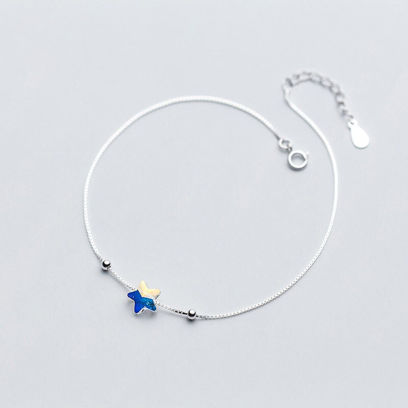 Simple bleu étoile cheville bijoux pour femmes 925 argent Sterling cheville Bracelets pour femme jambe chaîne pied bijoux pieds nus sandales: Default Title