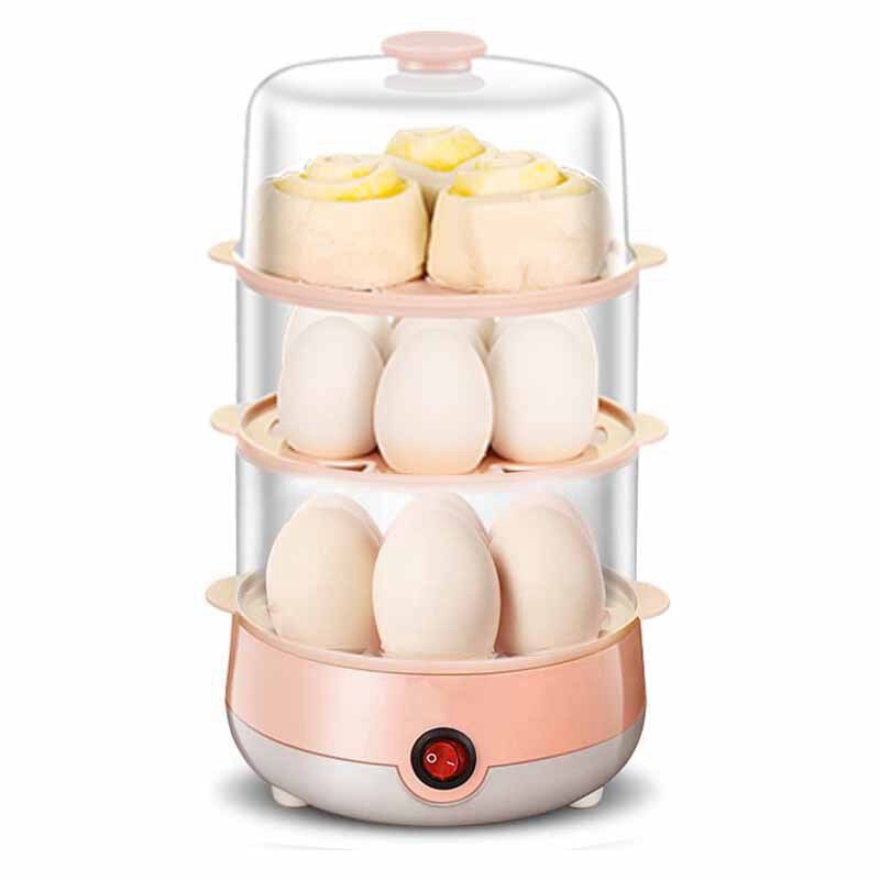 Mini Electric Pan Boilers 3-Layer Boiled Egg Cooker Multifunctional Heat 21 Eggs Bun Food Boiler Steamer 220V Auto Shut