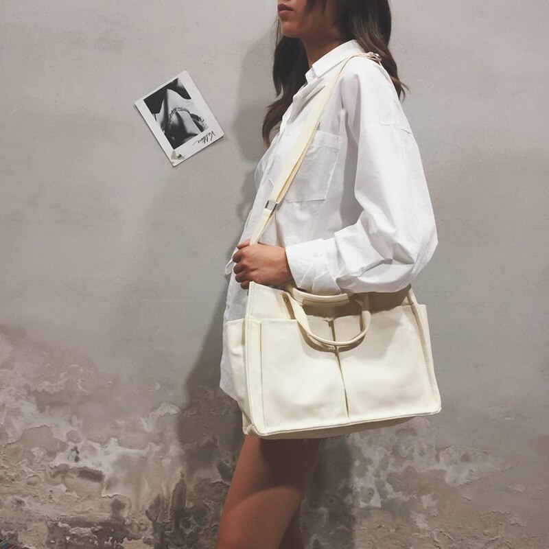 Canvas Bag Reusable Shopping Bags Grocery Tote Bag Cotton Daily Use Handbags Women Casual Handbag