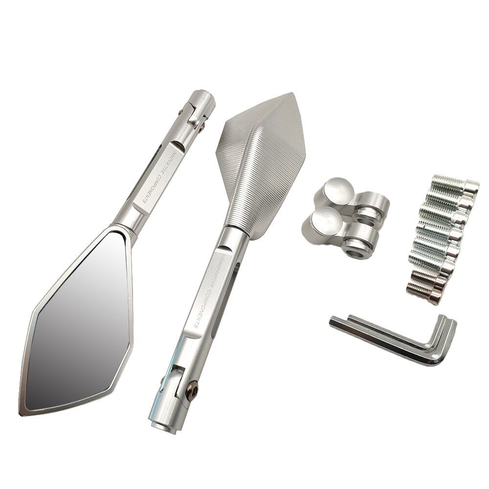 CNC Universal Motorcycle Mirror Rearview Side Mirrors Motorbike Accessories For Ducati 400 620 695 696 796 821 797 900 MONSTER: Sliver