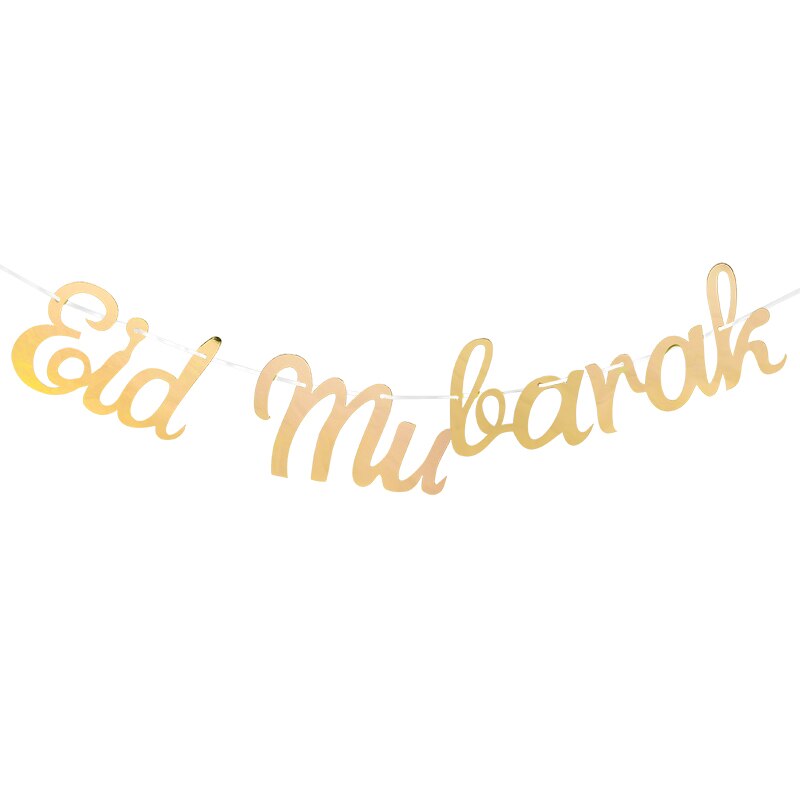 Goud Eid Mubarak Banner Muur Opknoping Ramadan Kareem Papier Guirlande Eid Vlag Festival Bunting Islamitische Moslim Mubarak Decoratie: B07