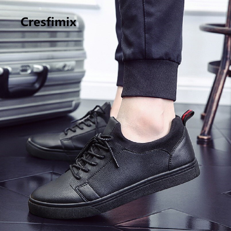 Comfortabele herenschoenen van volledig zwart pu-leer met vetersluiting, coole straatschoenen, lente- en herfstschoenen voor heren, zapatos  e2760