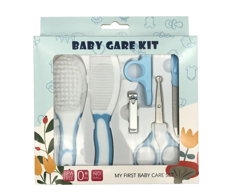 portable baby kids toddler healthcare kits grooming nail hair care set nail clipper hair comb nail scissor nail fil: blue