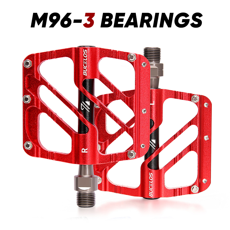 BUCKLOS-pedales de bicicleta con 3 rodamientos, ultraligeros, antideslizantes, CNC, pedales planos de aleación de aluminio, accesorios impermeables para bicicleta: YELLOW