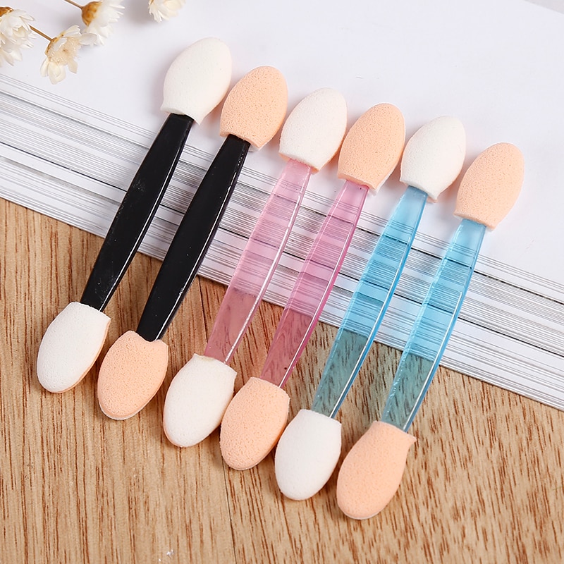 Pinceles de maquillaje de doble punta, aplicadores de sombra de ojos suaves, esponja, herramienta de cepillo desechable para sombra de ojos, herramienta cosmética, 10 Uds.