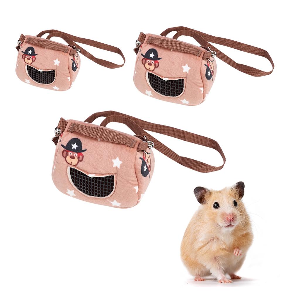 Flannelette bærbar åndbar pet hamster carrier rejse udgående taske til små kæledyr marsvin egern lille pet carrier