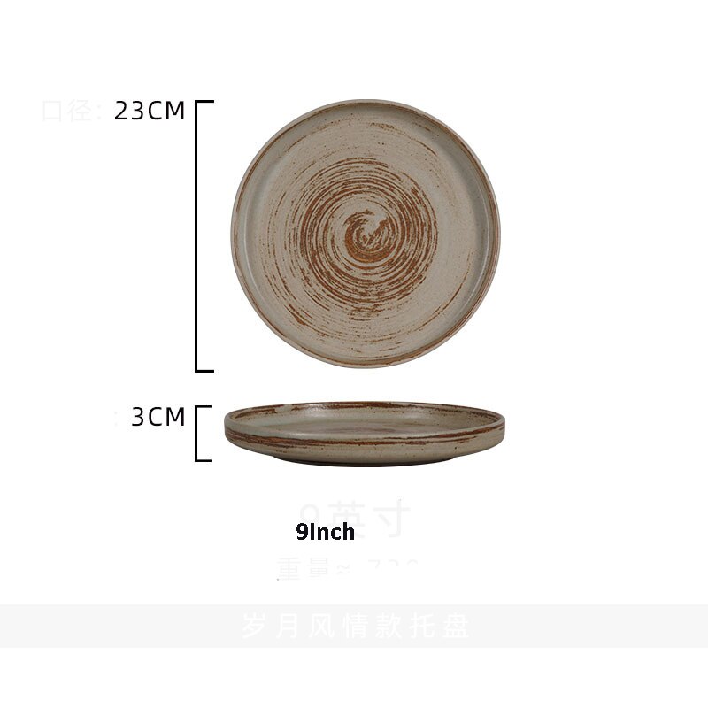 Platos de cerámica PARA CENA, bandeja de comida occidental para carne, plato plano grueso de borde recto para ensalada, Pasta, vajilla de cocina: 9Inch Flat Tray5
