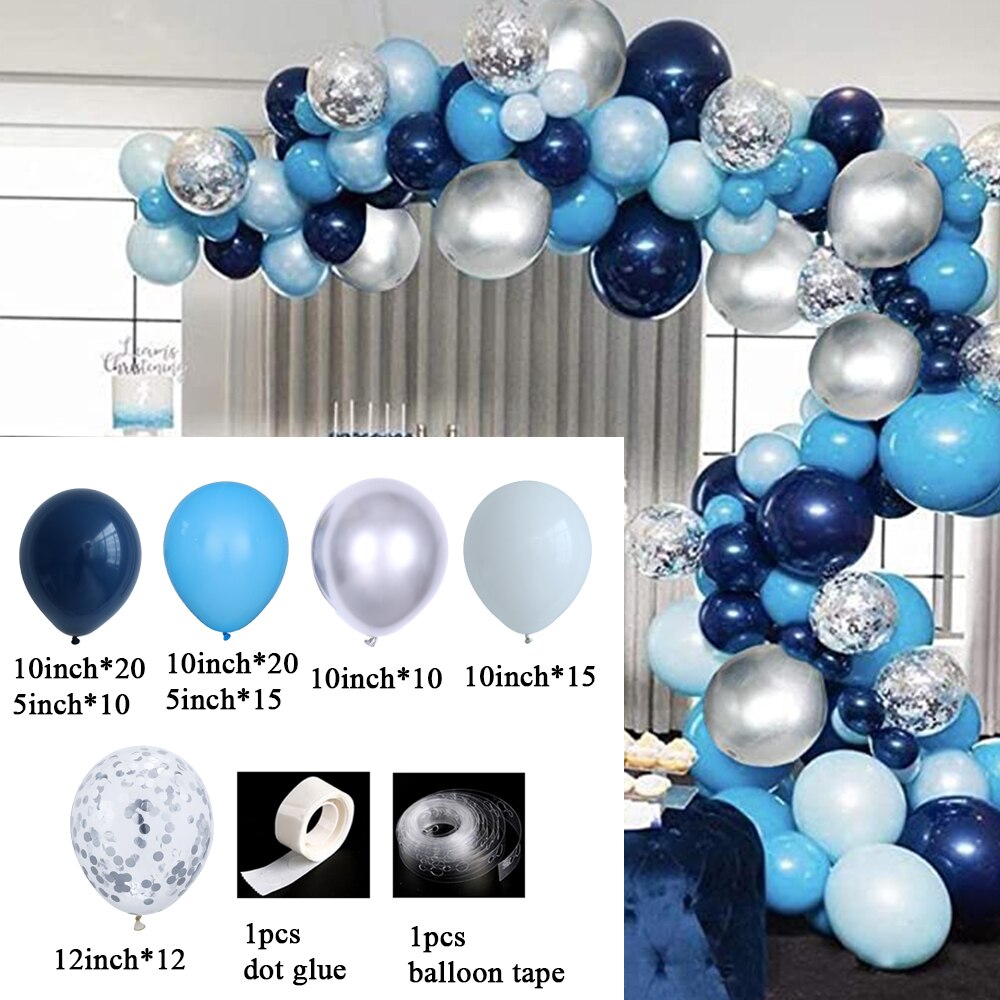 104pcs Navy Blue Balloons Arch Kit Silver and Gold Confetti Balloons for Baby Shower Birthday Party Decorations Wedding Globos: silver