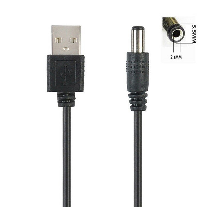 USB Port To 2.5 3.5 4.0 5.5mm 5V DC Barrel Jack Power Cable Cord Connector Black: DC5.5 5.5x2.1mm