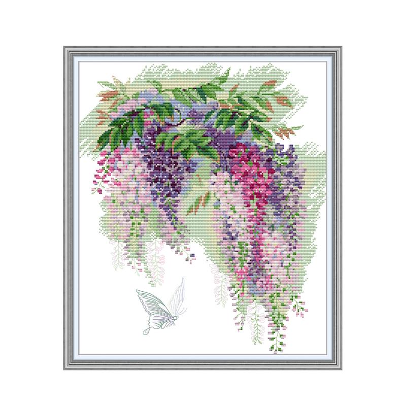 H868 Wisteria flowers cross stitch kit aida 14ct 1… – Grandado