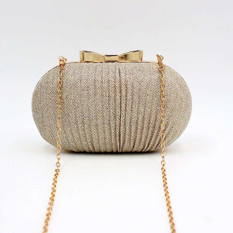 Pochette de soirée noire et argentée pour femmes, sac à main brillant de mariage, sac à bandoulière avec nœud en métal scintillant pour femmes, pochette avec chaîne