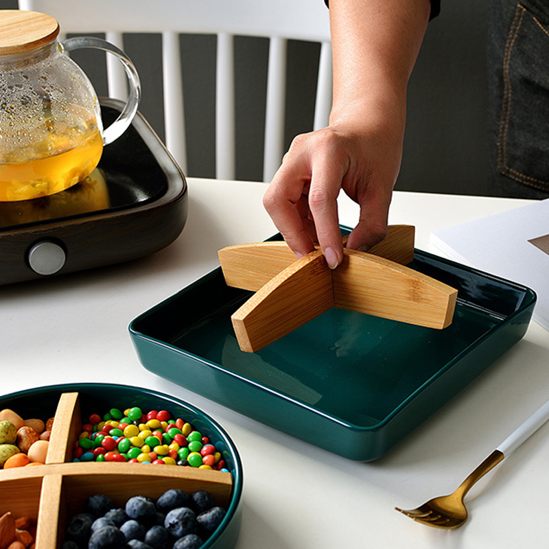 Scandinavische Stijl Keramische Snack Tray Multi-Raster Fruitschaal Gedroogd Fruit Moer Plaat Voedsel Lade Dessert Opslag Trays Keuken organizer