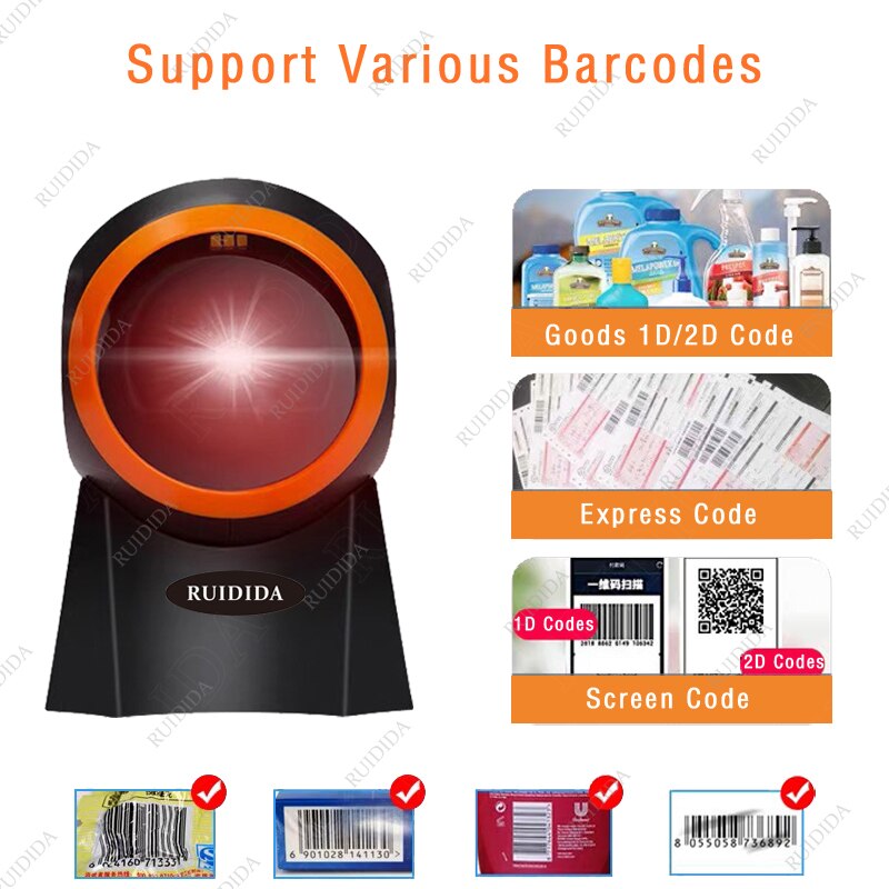 Platform Barcode Scanner 2d Scanner Usb Bedrade Handsfree 2D Desktop Bar Code Reader Ominidirectional Code Scanner Qr Scanner pdf