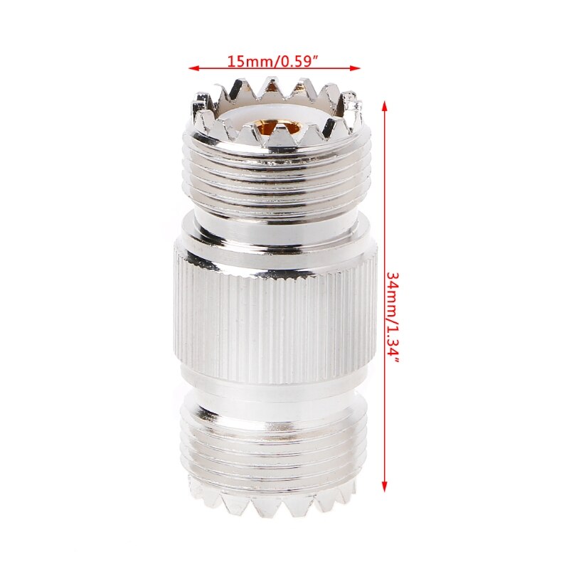 Conector recto de radiofrecuencia UHF PL-259 SO-239 hembra a UHF hembra, adaptador de níquel W0YE