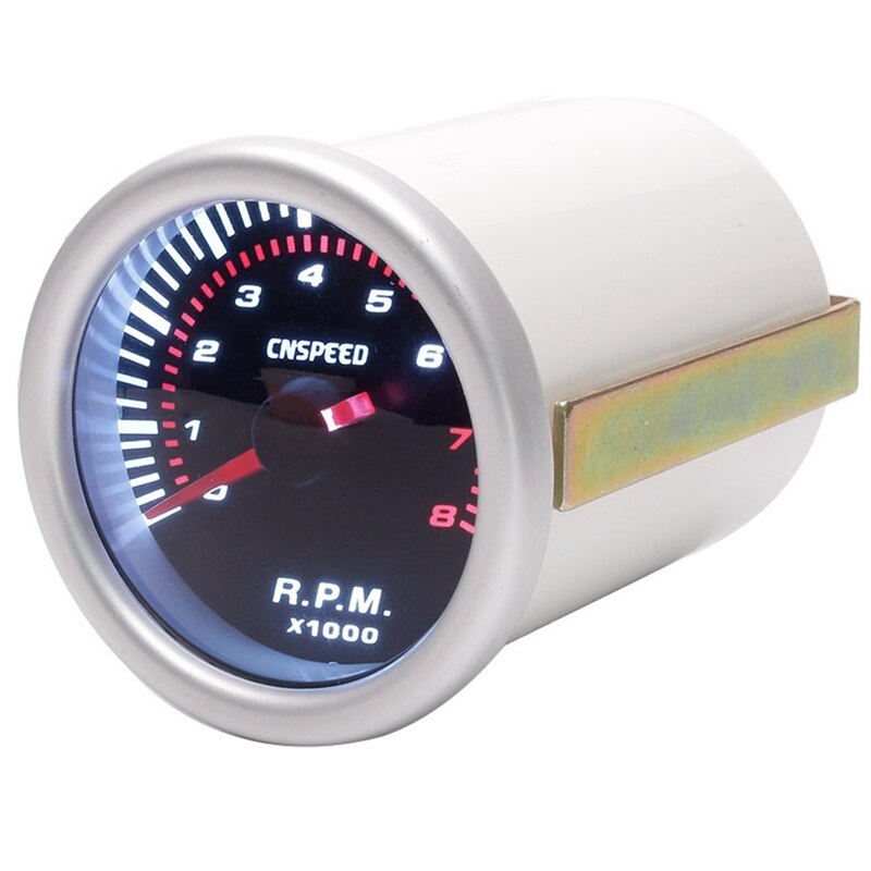 Snelheidsmeter Auto 12V Gemodificeerde Instrument Toerenteller Licht 0-8 Toerenteller Auto Truck Boot Motor Met Wit 2 Inch (52Mm) front