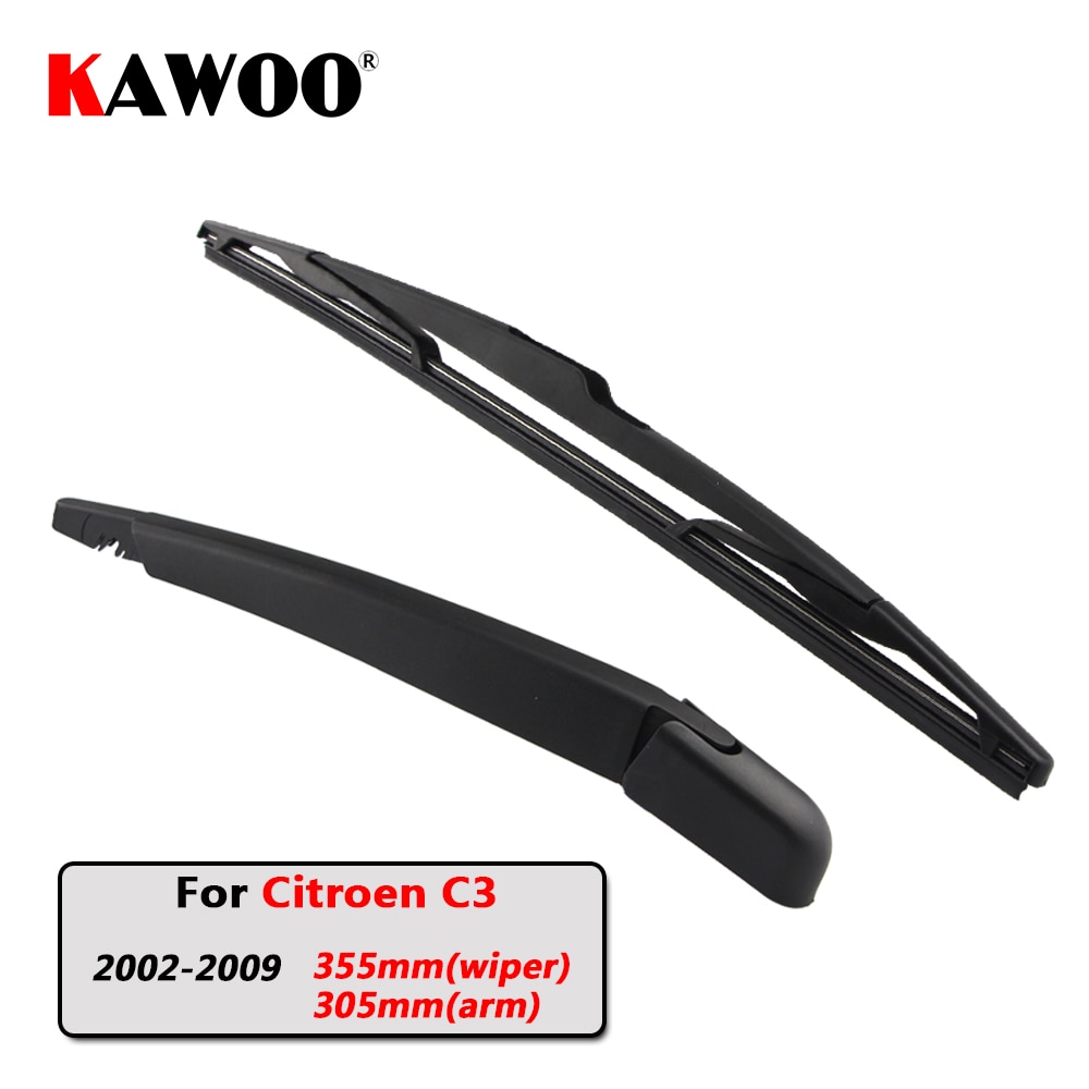Kawoo Auto Achter Wisser Bladen Terug Ruitenwissers Arm Voor Citroen C3 Hatchback (2002) 355 Mm Auto Voorruit Blade