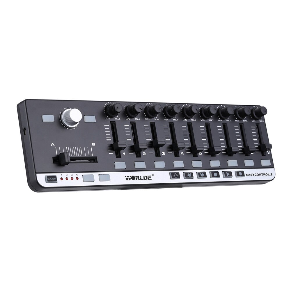 Mini USB 9 Portable MIDI Slim-Line Controller 4 Programmable Memory Banks with USB Cable