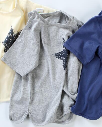 Jongens t-shirt kinderen ronde hals t-shirt kinderen kleding baby zomer jongens meisjes korte mouwen star kinderen katoen jongen tops: grey melange / 6T