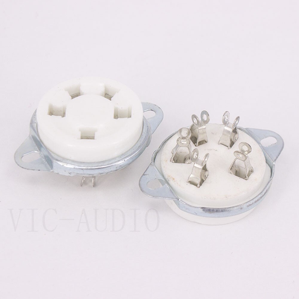 2PCS Ceramic Tube Socket GZC5-2 5Pins Electron Tube Seat For FD422 24 37 46 27 FU-7 807 Vacuum Tube Amplifier HIFI DIY: GZC5-2
