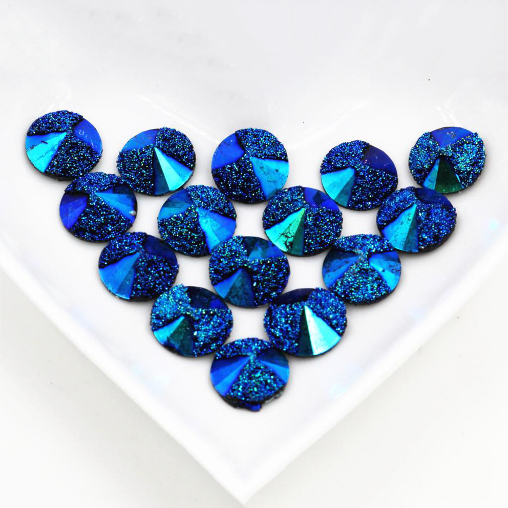 Nowa moda 40 sztuk 12mm Mix niebieski kolory kwiat styl z płaskim z powrotem Cabochons żywiczne Cameo: H1-37