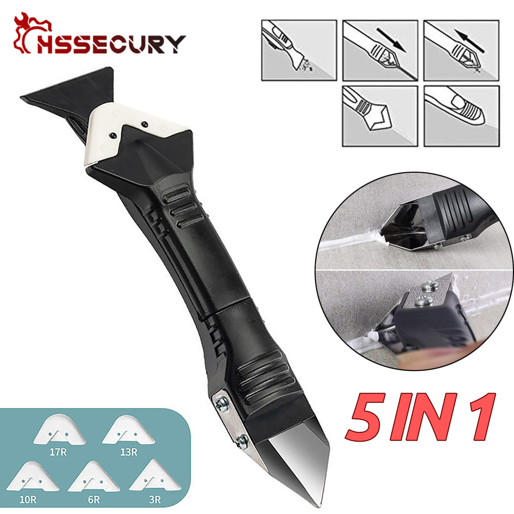 Raspador de silicona 5 en 1, removedor de calafateo, cuchillo de ángulo, espátula de costura de belleza, herramienta de costura de belleza, 4 piezas, herramienta de eliminación de moldes de suelo de pegamento