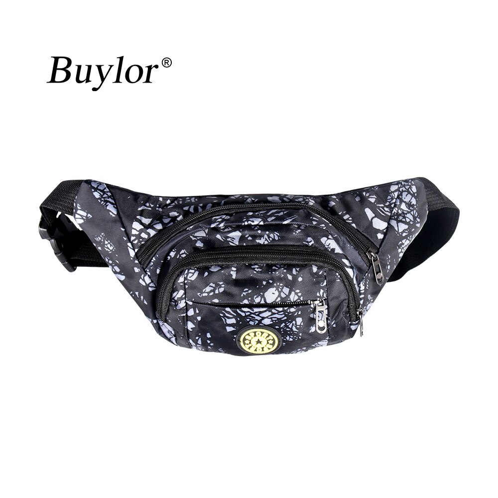 Buylor fanny pack menn belte bag vanntett midje pakker banan bryst rumpe bag kvinner glidelås lommebok veske reise sykkel fotturer: Svart