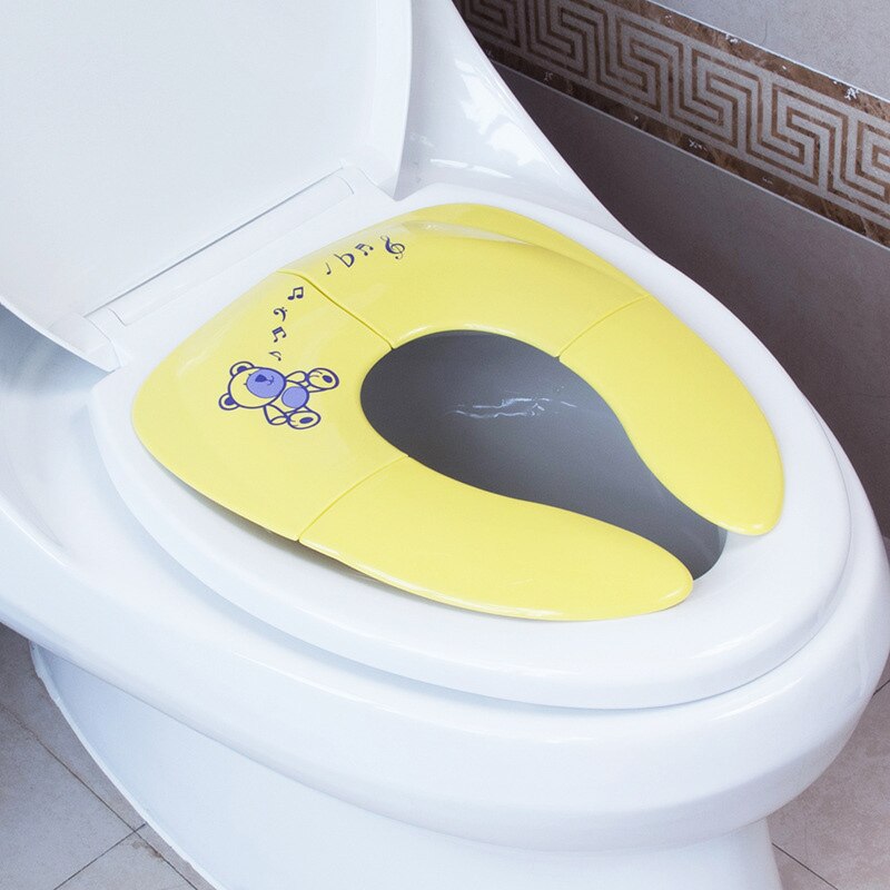 Baby Toilet Seat Cover Kids Reizen Vouwen Potje Seat Portable Toilet Training Stoelen Cover Infant Antislip Urinoir Kussen pot: YELLOW seat cover