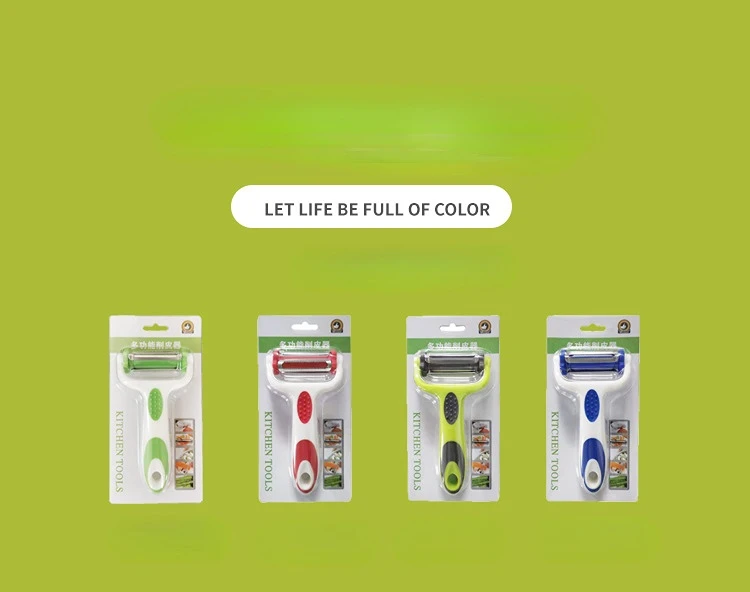 1 Stuks 3 In 1 Julienne Groenteschiller-Schiller Van Citrusvruchten Voor Sinaasappelcitroencocktails-Wortel-En Aardappelschiller: Rood