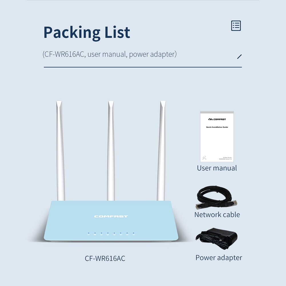 Routeur sans fil 2.4 + 5.8GHz 1200Mbps, antennes à Gain élevé, couverture étendue, répéteur WiFi double bande avec 3 antennes externes