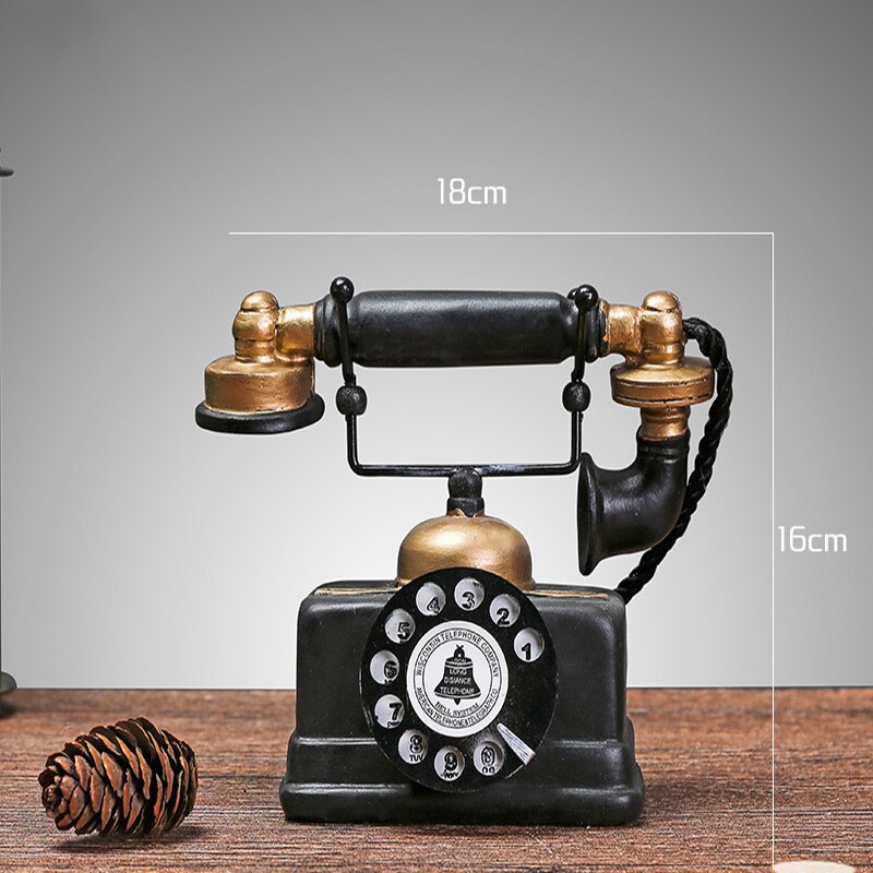 Teléfonos decorativos creativos para el hogar, estatua Vintage, teléfonos antiguos desgastados, artesanías, decoración de ventanas y bares: Telephone-A