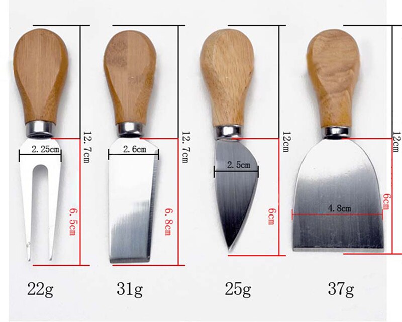 Cheese cutter Kitchen gadget wood handle stainless steel cutlery and spade set: Default Title