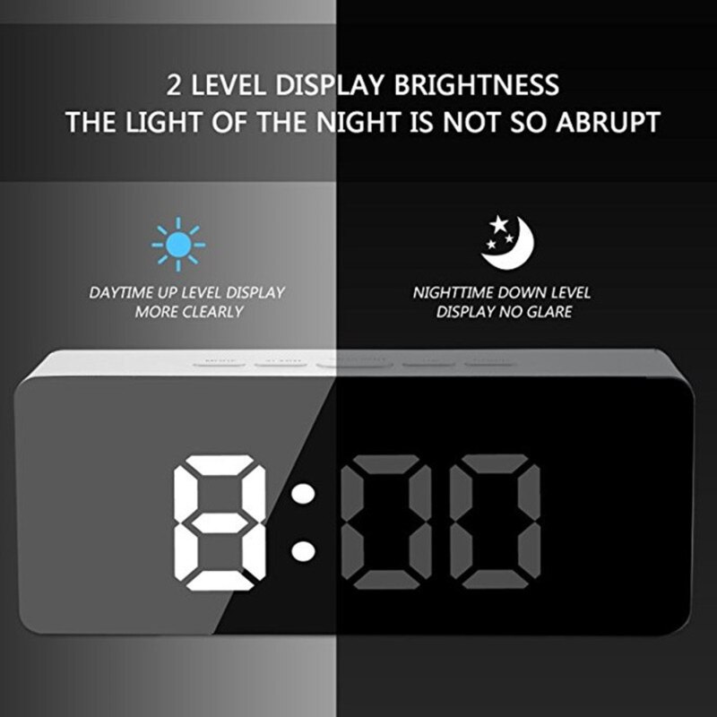 Hot Multifunzione LED Specchio Alarm Clock Digital Clock Snooze Tempo di Visualizzazione di Notte Ha Condotto La Luce Da Tavolo Desktop Alarm Clock Despertador