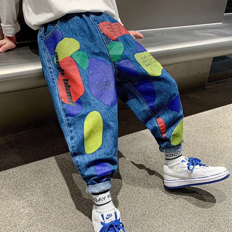 Pantalones vaqueros con estampado de letras para niños, Jeans de para adolescentes de , 5, 7, 8, 12 y 15 años, 2022