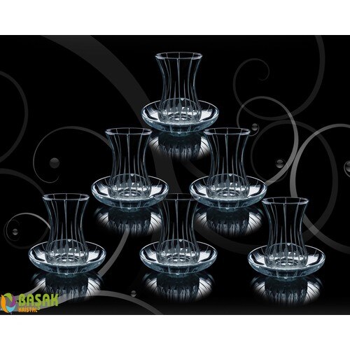 Turkish Tea Cup Pasabahce Slim Waisted Çise 12 Piece 6 Personality Tea Team