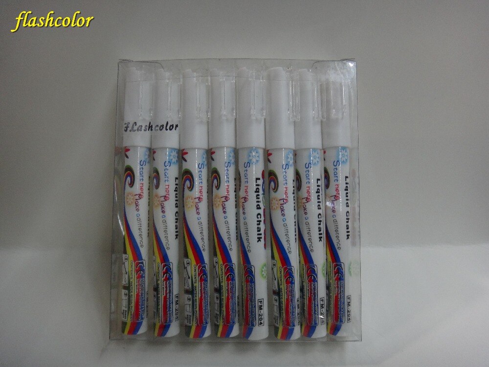 Flashcolor 80 stks/set 3mm Markeerstift Tl Liquid Chalk Marker Pen voor LED Schrijven fluorescerende Board witte kleur pen
