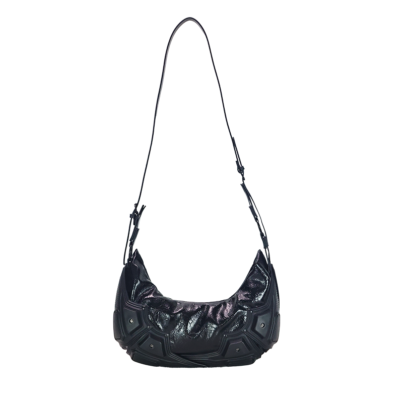 Zomerse metallic leren handtas hobo tas zilver/zwart/felroze schoudertas
