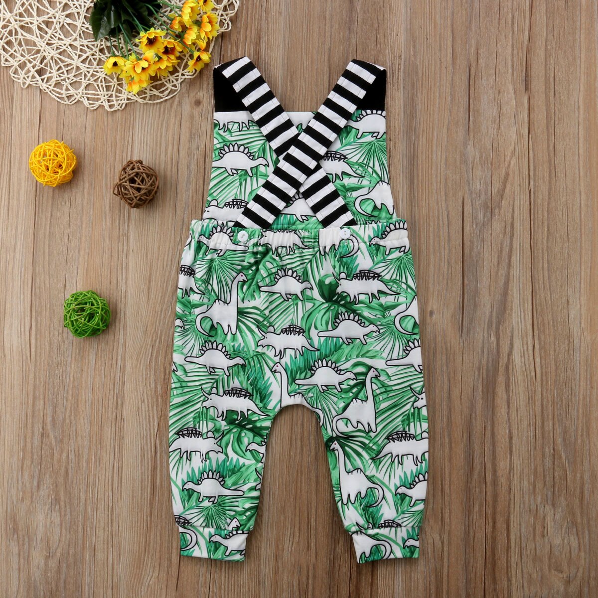 Gloednieuwe Pasgeboren Peuter Baby Baby Romper Jumpsuit Baby Boy Dinosaurussen Gedessineerde Romper Mouwloze Cross Algemene Playsuit