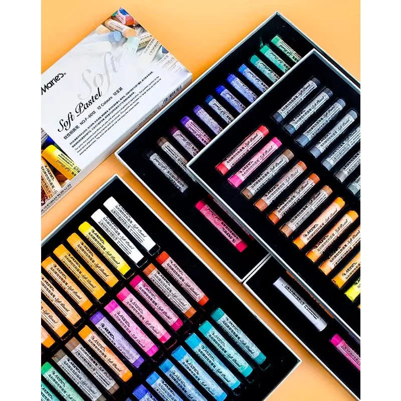 Maries Farbkreide, 24 Farben, 12 Farben, Kreide, 48 Malerei, Rosa, professioneller Pastellstift, Pinselbrett, Zeitungs- und Malzubehör