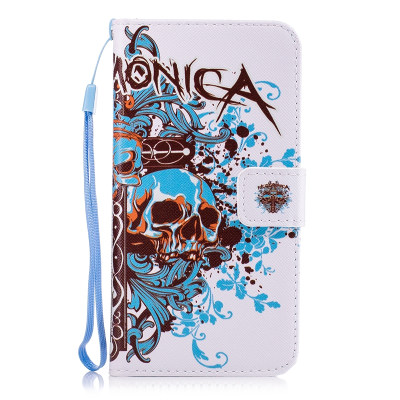 Funda de cuero con tapa para Huawei, carcasa suave tipo billetera para Huawei Y5 II 2 Y5II / Y6 ii Compact CUN-U29 CUN-L21, Honor 5A CUN-L01 CUN U29 L21: Blue Skull