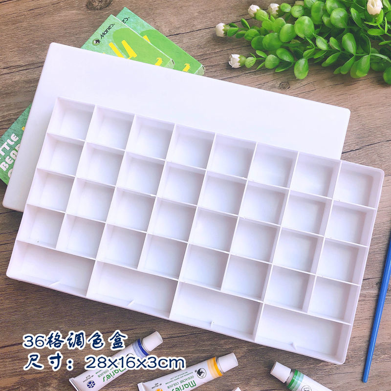 Art Supplies 24 Grid Palette 36 Grid Box Soft Cover Watercolor Paint Box Acrylic Gouache Oil Painting Palette Cases: 36 grid hard lid