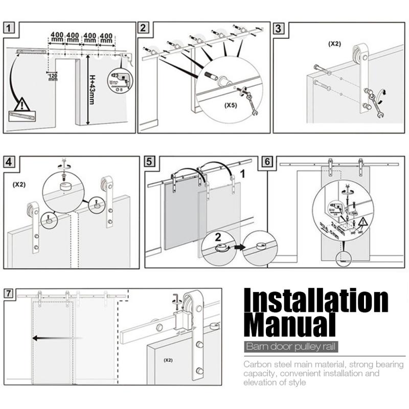 Duurzaam Schuur Deur Opknoping Rail Voor Europa Rustieke Zwart Sliding Hardware Kast Houten Deur Sliding Track Kit Naar Europa hwc