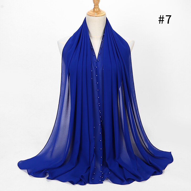 Parel Sjaal Big Size Solider Kleur Bubble Chiffon Sjaal Effen Sjaals Hijab Moslim Sjaal: 7