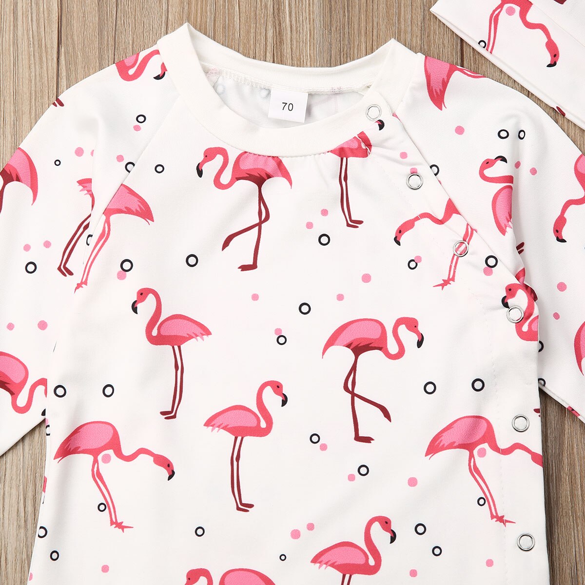 0-12M Pasgeboren Baby Baby Meisjes Jongens Gedrukt Flamingo Bloemen Footies Hoed Winter Warm Outfit Kleding Tops