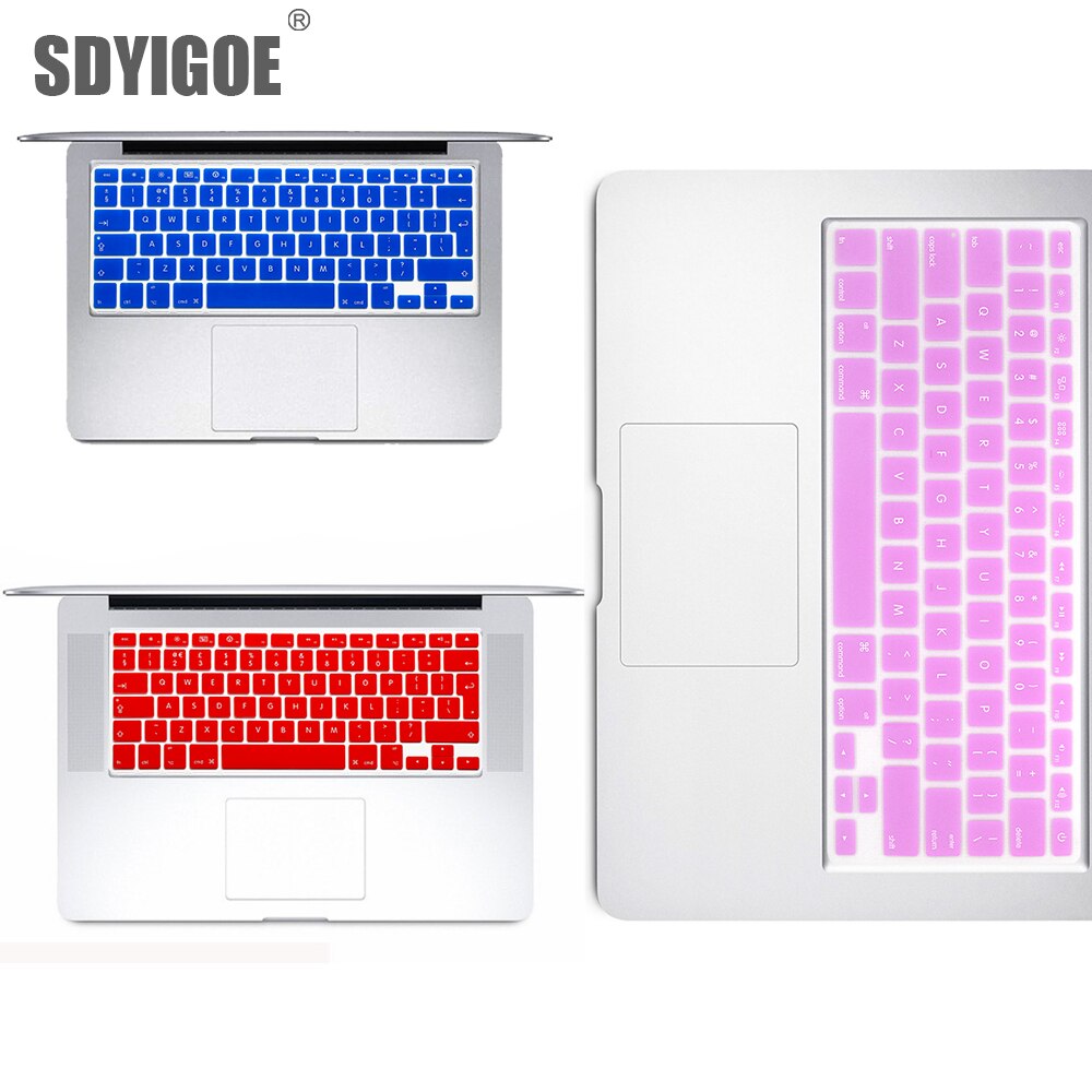 Dla Apple naklejki pokrywa klawiatury laptopa silikonowy futerał kolor silikonowy Film ue/usa dla macbook pro13/15 air13 A1278A1398A1466/1502