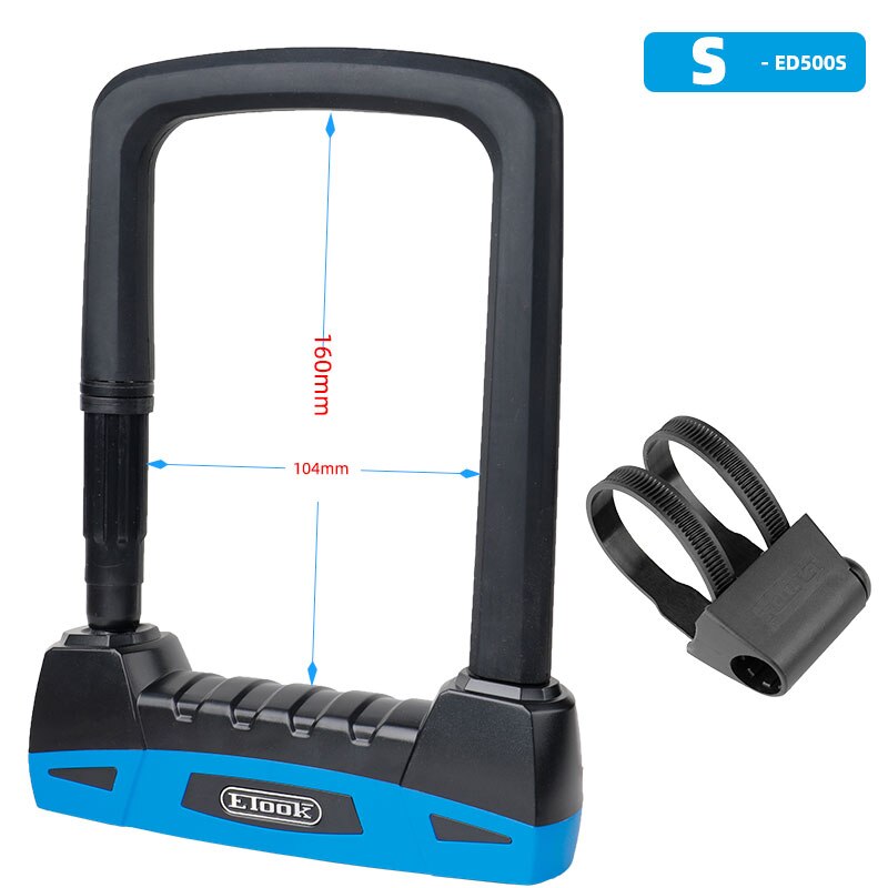 Etook Bicycle U-Lock W/ Mount Bracket Motorcycle E-Bike U-shaped Lock Safety Device Cut Resistant S L Multi Colors: Blue S