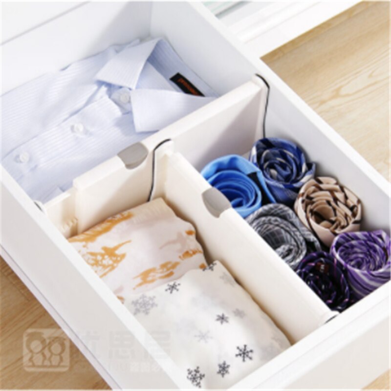 White Drawer Dividers Adjustable Spring Loaded Expandable Kitchen Bedroom Organizer Retractable Drawer Partition Board For Home