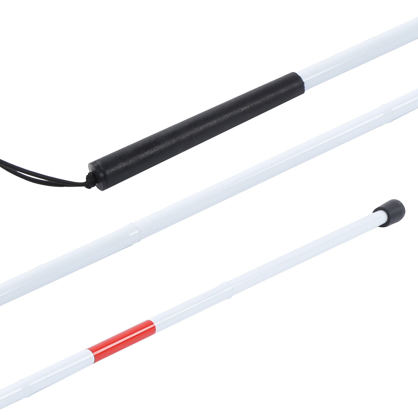 Blind Cane Stick for Visual Impaired Foldable Cane Collapsible Reflective White and Red Walking Stick for Blind Visual Impaired
